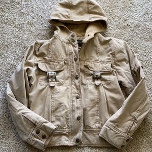 Dollhouse bomber tan jacket fleece lining